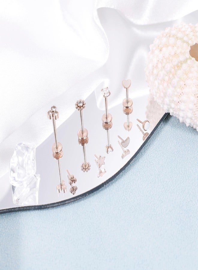 أقراط NICEIGHT 16G 18G 20G مصنوعة من الفولاذ المقاوم للصدأ 316L بدون خيوط، أقراط لابريت مونرو، أقراط غضروفية مسطحة الظهر، أقراط حلزونية، أقراط تراغوس، أقراط كونش ميدوسا، مجوهرات ثقب 16G R - Image 2